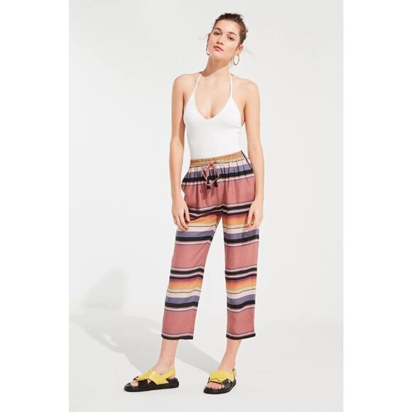 Urban Outfitters Pippa Printed Striped Cropped Drawstring Pants MEDIUM - Picture 1 of 8